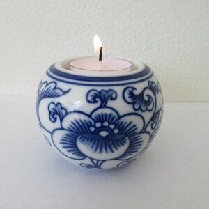 Bombay Blue and White Round Votive Tea Light Candle Holder